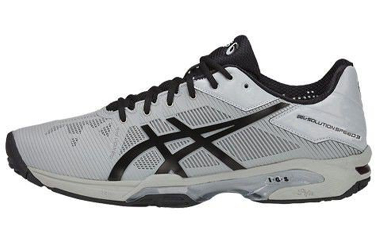 ASICS Gel Solution Speed 3 Fashion Abrasion Resistant Low top Running Shoes Men's Gray Black