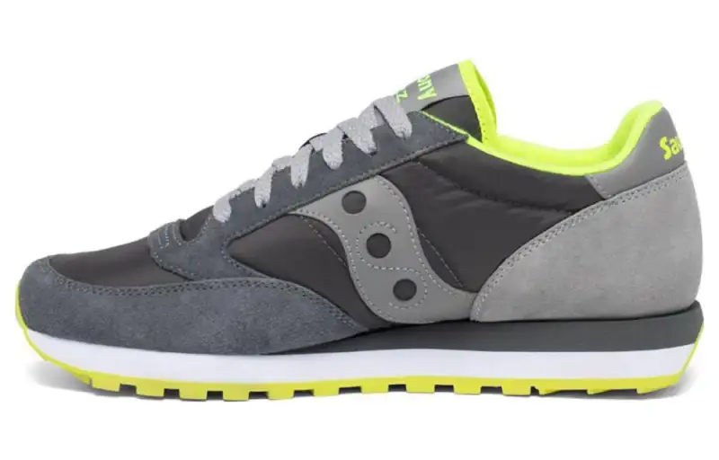 Saucony Jazz Original Slip Resistant, Abrasion Resistant, Lightweight Low top Running Shoes Gray Yellow