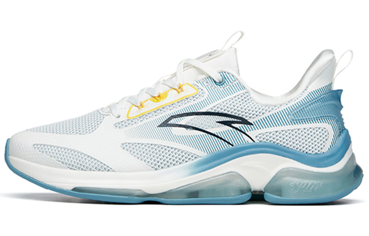 Anta Cushioning Slip Resistant Abrasion Resistant Breathable Low top Running Shoes Men’s White Blue Yellow