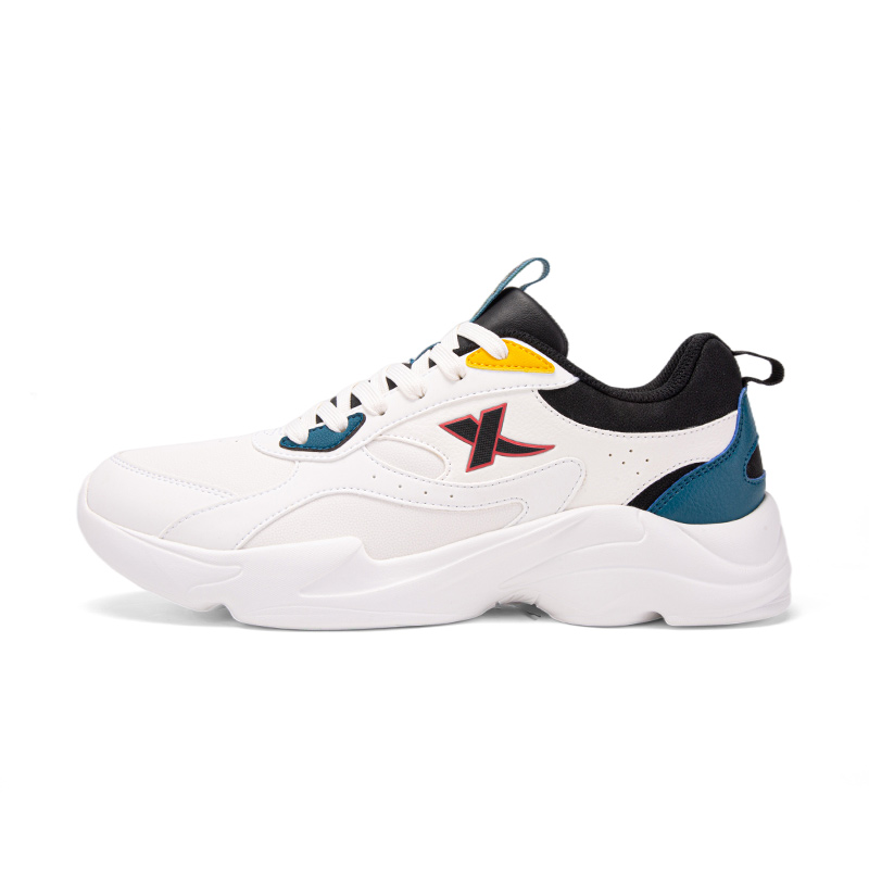 XTEP Cushioning Abrasion Resistant Cushioning, Wear Resistant Low top Running Shoes Men’s White Black Blue