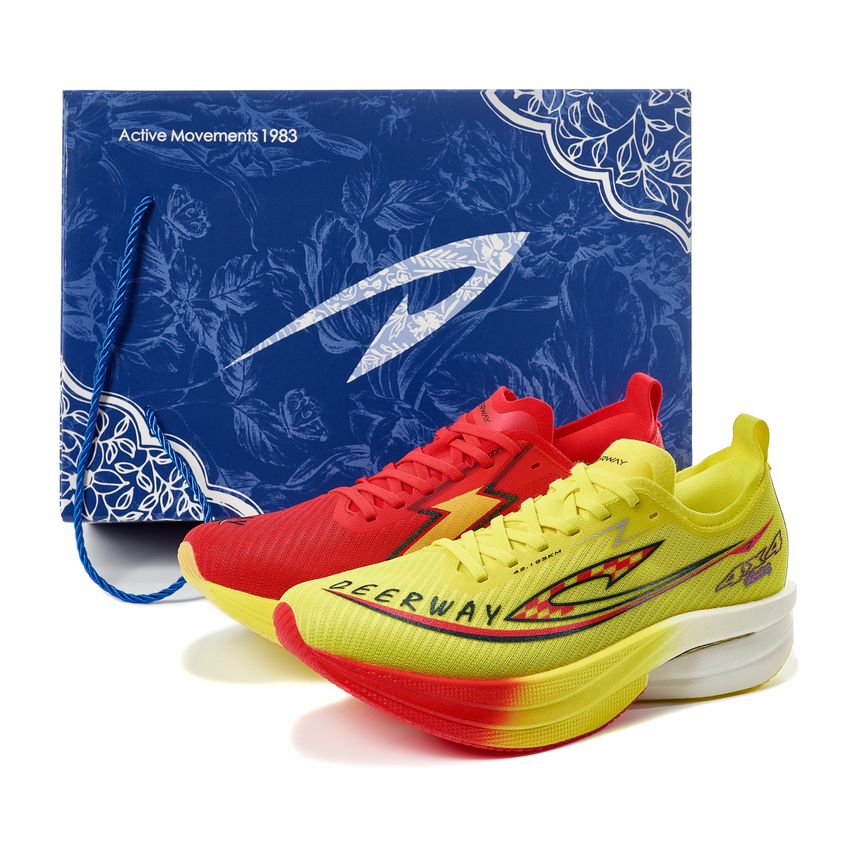 DEERWAY Running Shoes Unisex Red Yellow Mismatched