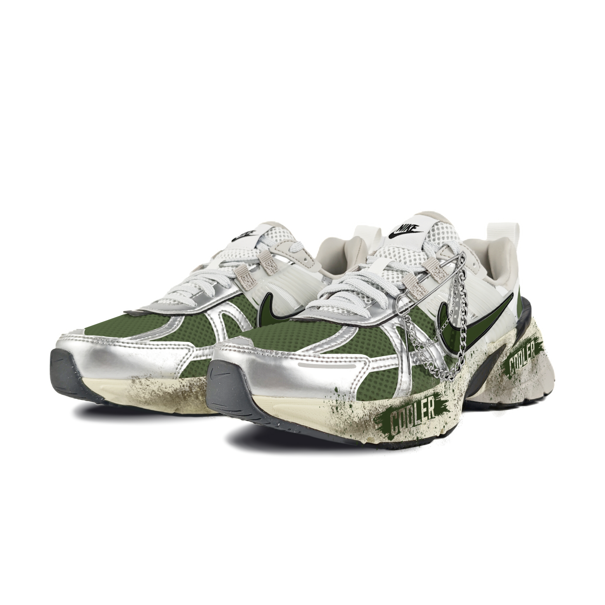 Nike V2K Run Abrasion Resistant Low top Running Shoes Women’s White Green