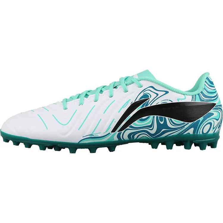 Li Ning Brocade Entry Level MG Multi Ground Slip Resistant Abrasion Resistant Soccer Shoes Men's White Green