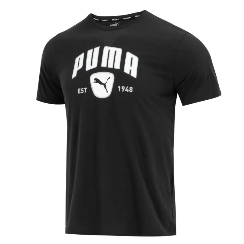 PUMA EVOSTRIPE T-Shirts Men's Black Crew Neck Moderate