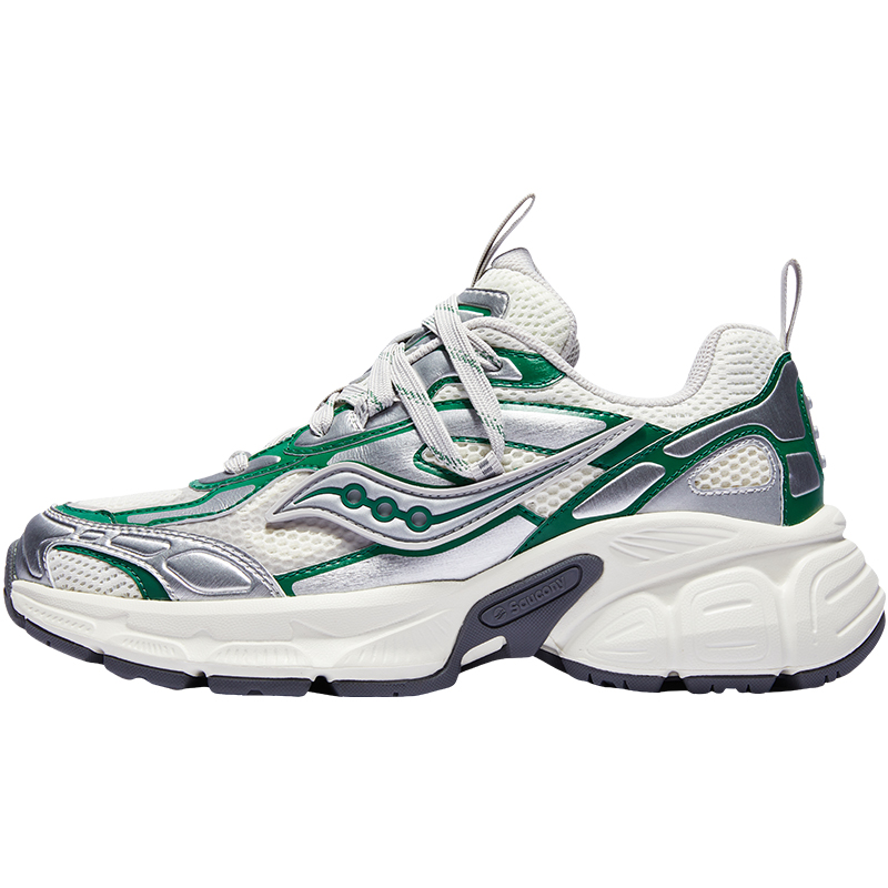 Saucony 2K CAVALRY Synthetic Leather Slip Resistant And Breathable Support Low top Casual Shoes Unisex Silver Green