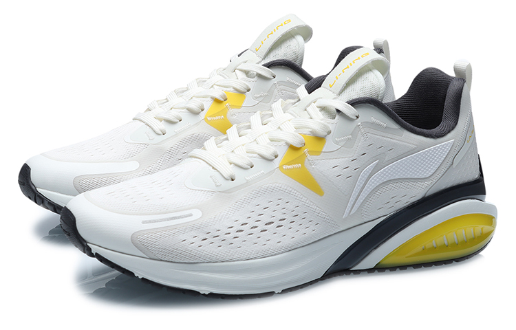 Li Ning Cushioning Slip Resistant Abrasion Resistant Low top Running Shoes Unisex Gray Yellow