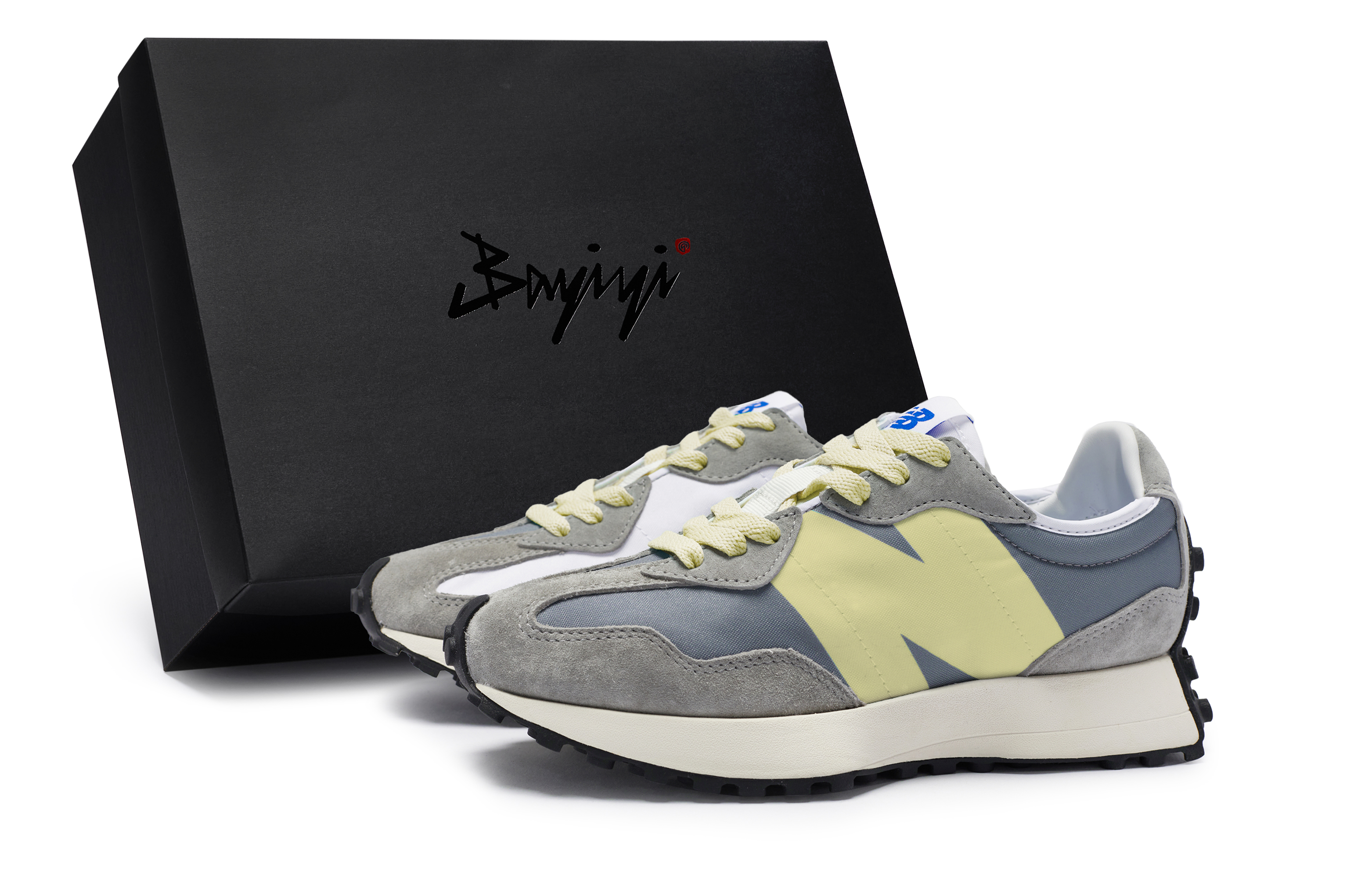 New Balance NB 327 Cushioning Slip Resistant Breathable Low top Running Shoes Unisex Yuanzu Gray Rice Yellow