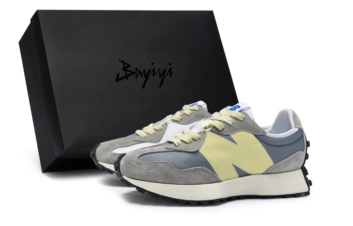 New Balance NB 327 Cushioning Slip Resistant Breathable Low top Running Shoes Unisex Yuanzu Gray Rice Yellow