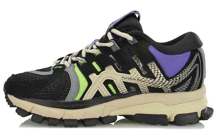 Li Ning Paris Fashion Week Runway Collection, Furious Rider ACE Low top Running Shoes Women's Black Apricot Green