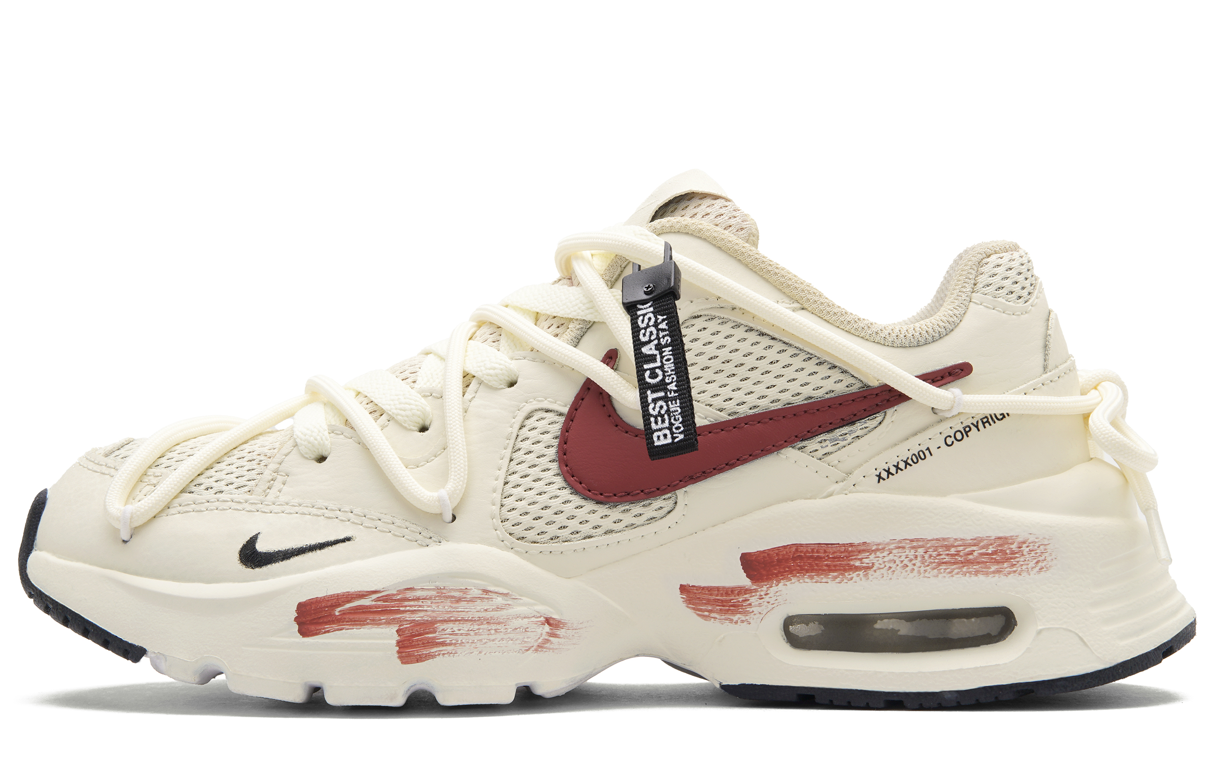Nike Air Max Fusion Synthetic Leather, Leather Low top Casual City Commuting Running Shoes Unisex Beige White Red