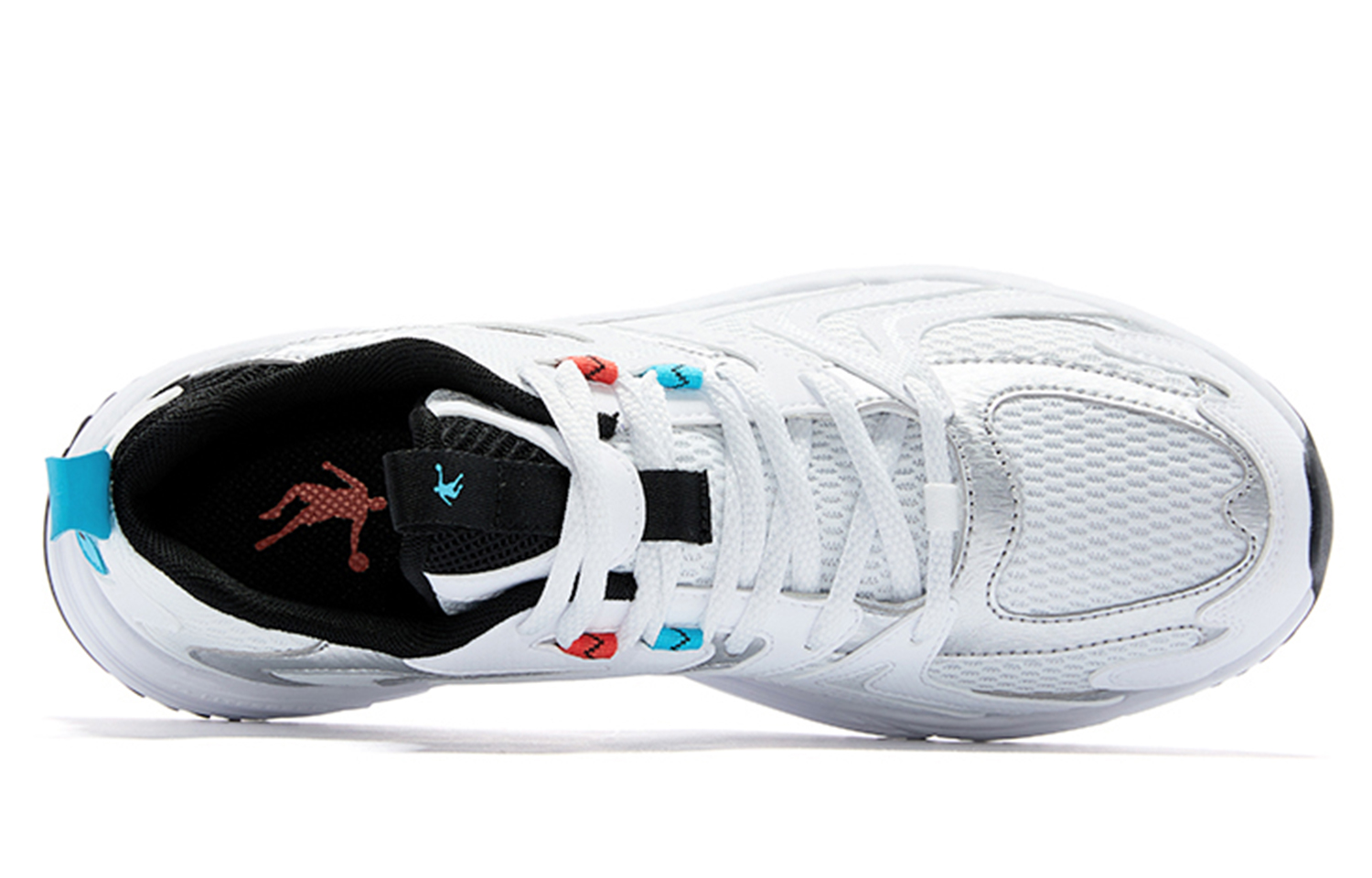 QIAODAN Slip Resistant Abrasion Resistant Breathable Low top Running Shoes Men’s Silver White