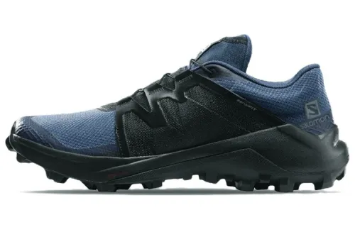 SALOMON Fabric Abrasion Resistant Low top Running Shoes Men's Blue Black