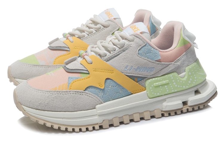 Li Ning 001 Running Shoes Women’s Low Top Mist White/Milk Orange Yellow