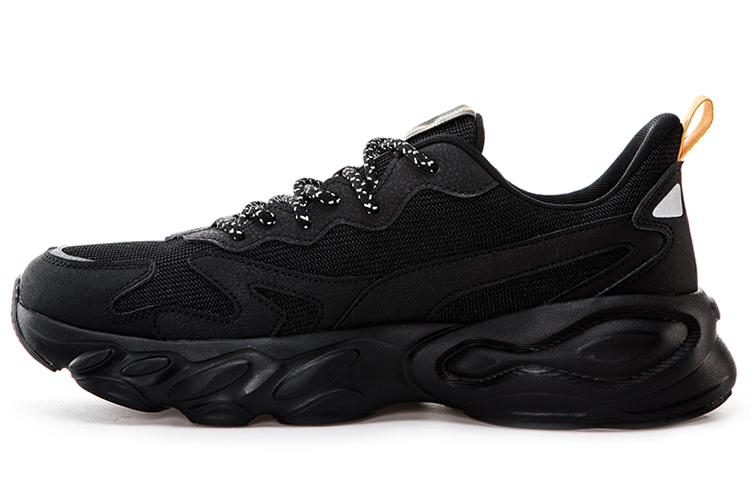 Erke Abrasion Resistant Low top Running Shoes Men’s Jet Black Mango Yellow