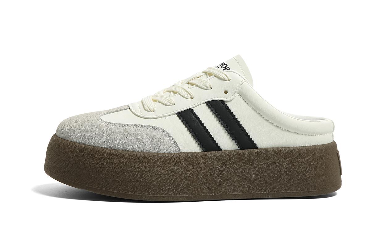 Global HUANQIU casual and comfortable thick-soled moral training shoes, anti-wear and anti-slip toe-cap slippers, women's model, white and black