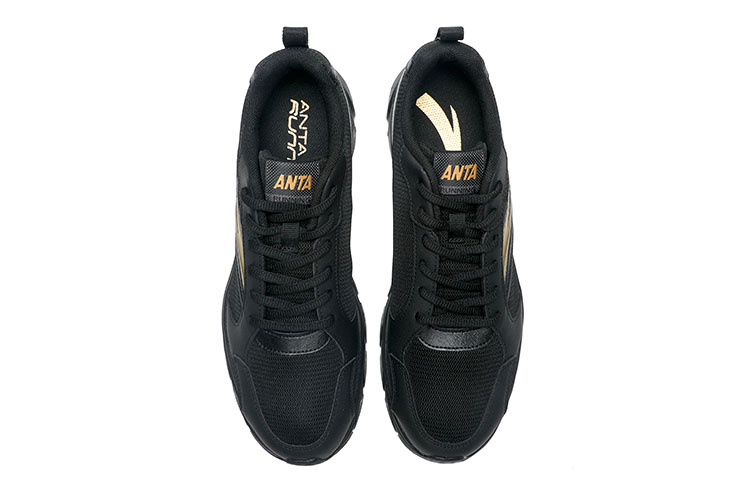 Anta Mesh Slip Resistant, Abrasion Resistant, Breathable Low top Running Shoes Men’s Black Gray Gold
