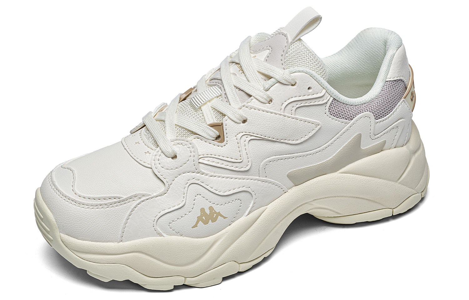 Kappa Textile, Synthetic Leather Slip Resistant Abrasion Resistant Low top Running Shoes Women’s Ecru