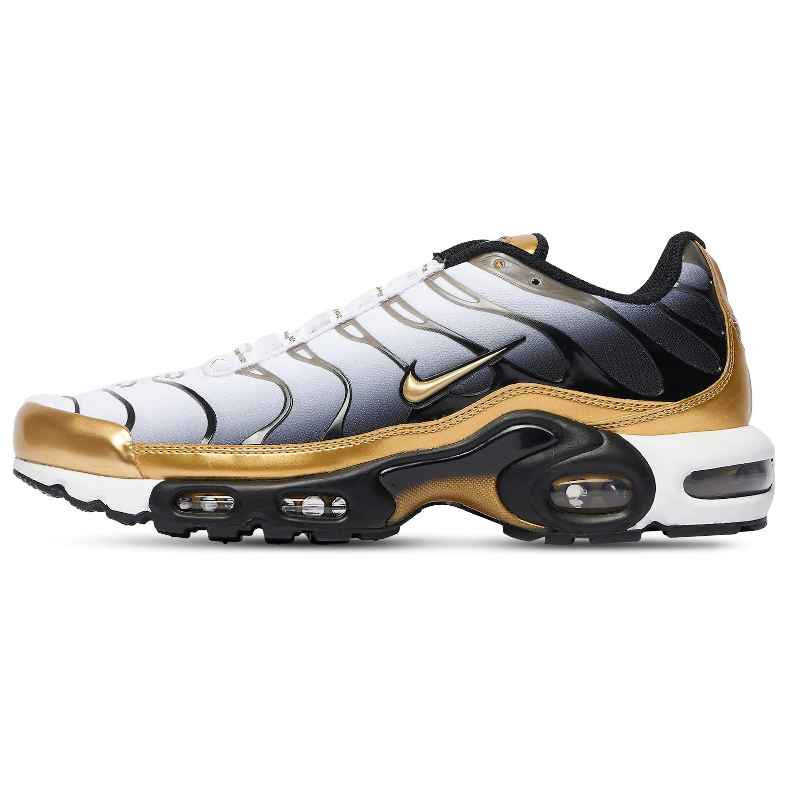 Nike Air Max Plus Low top Running Shoes Men’s White Black Gold