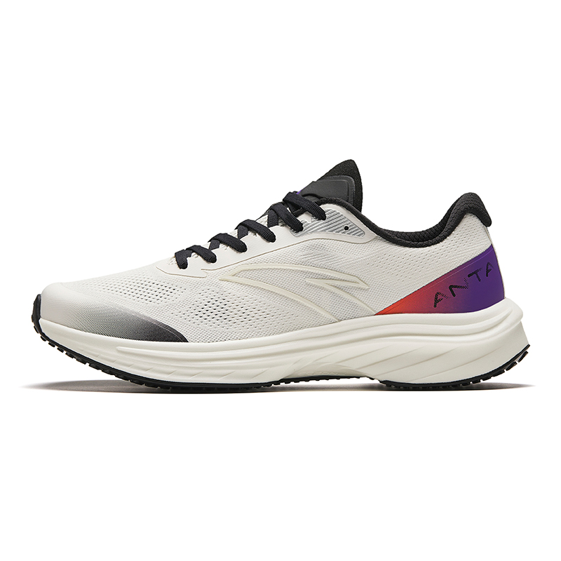 Anta Road Run Mesh Cushioning Slip Resistant Abrasion Resistant Rebound Low top Running Shoes Men’s White Black Purple