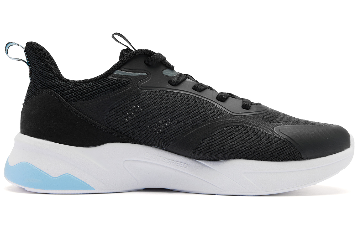 QIAODAN Textile, Synthetic Leather Slip Resistant Abrasion Resistant Low top Running Shoes Women’s Black Blue