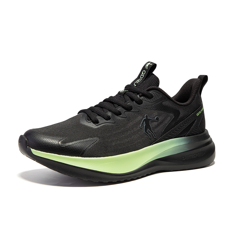 QIAODAN Cushioning Breathable Lightweight Low top Casual Running Shoes Men’s Black Oil Green