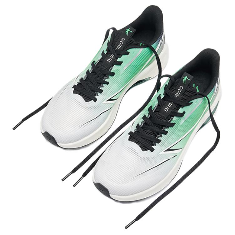 QIAODAN Cushioning Abrasion Resistant Lightweight Low top Casual Running Shoes Men’s White Green Black