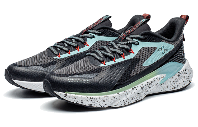 XTEP Cushioning Slip Resistant Abrasion Resistant Running Shoes Men’s Black Gray Blue
