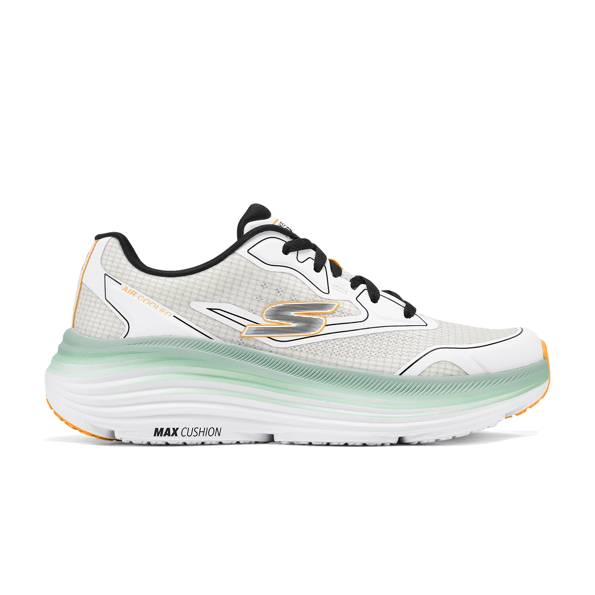 Skechers Max Cushioning Abrasion Resistant, Breathable, Slip Resistant Low top Running Shoes Men’s White