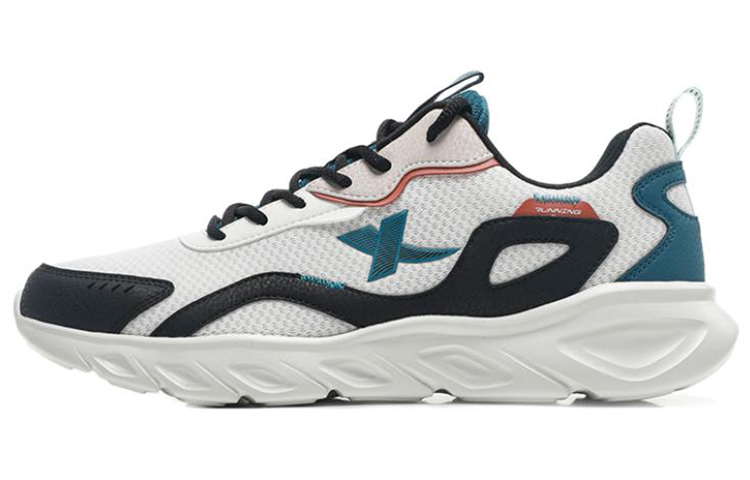 XTEP Comfortable Round Toe Slip Resistant, Abrasion Resistant, Breathable Low top Running Shoes Men’s White Black Green
