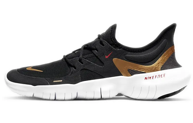 Nike Free RN 5.0 Slip Resistant Lightweight Non slip Lightweight Low top / Women's Black Gold