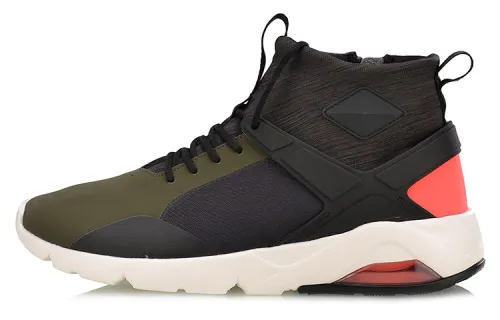 Li Ning Textile, Synthetic Leather, TPU Cushioning Slip Resistant Abrasion Resistant Thermal Mid top Running Shoes