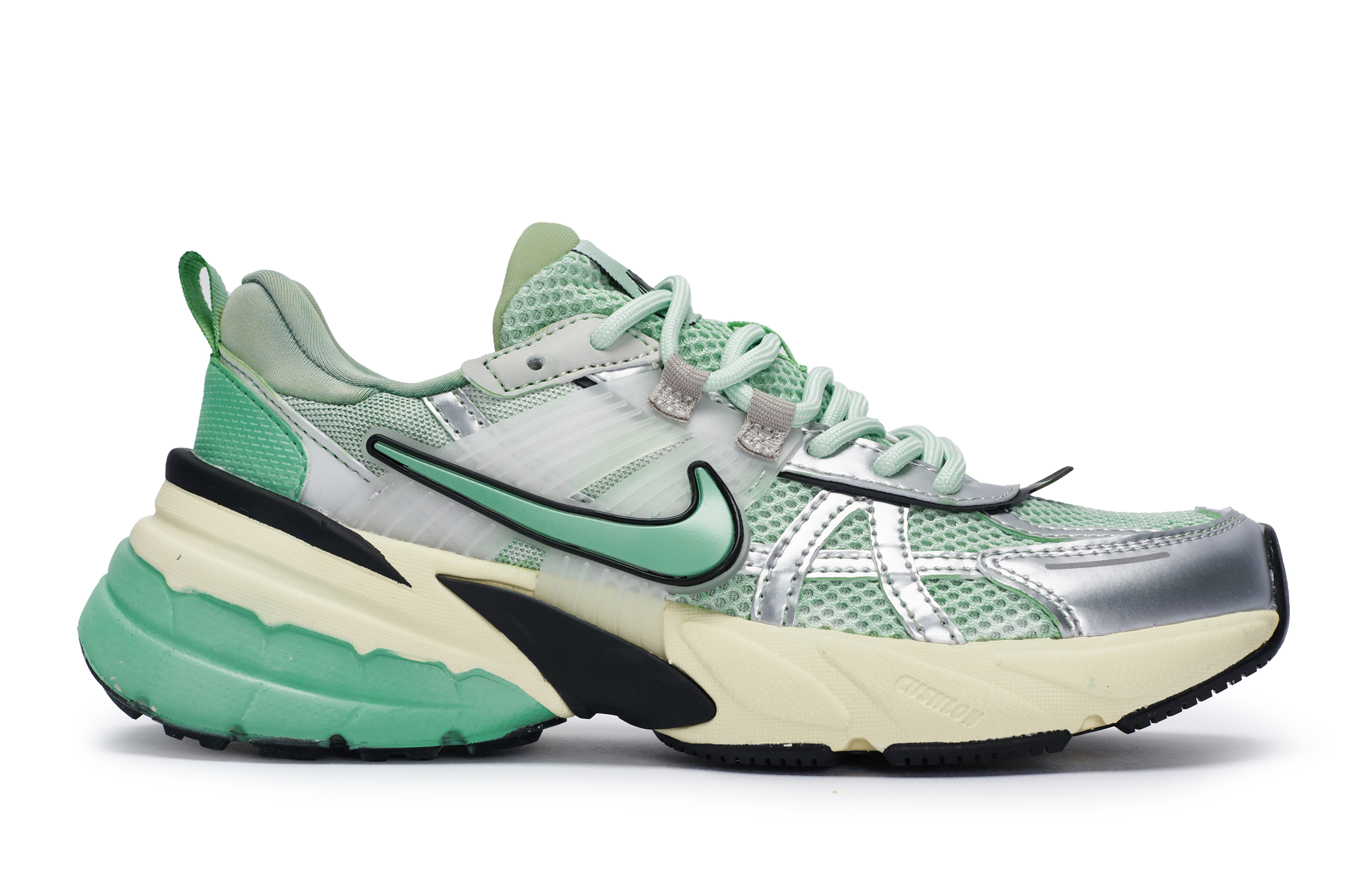 Nike V2K Run Slip Resistant Abrasion Resistant Low top Running Shoes Women’s Green Purple Silver