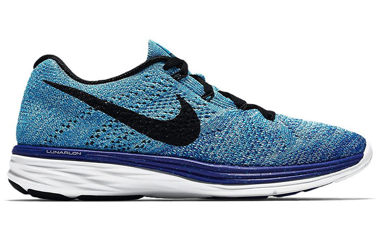 Женские кроссовки Nike Flyknit Lunar 3 (сине-черные) — фото 2