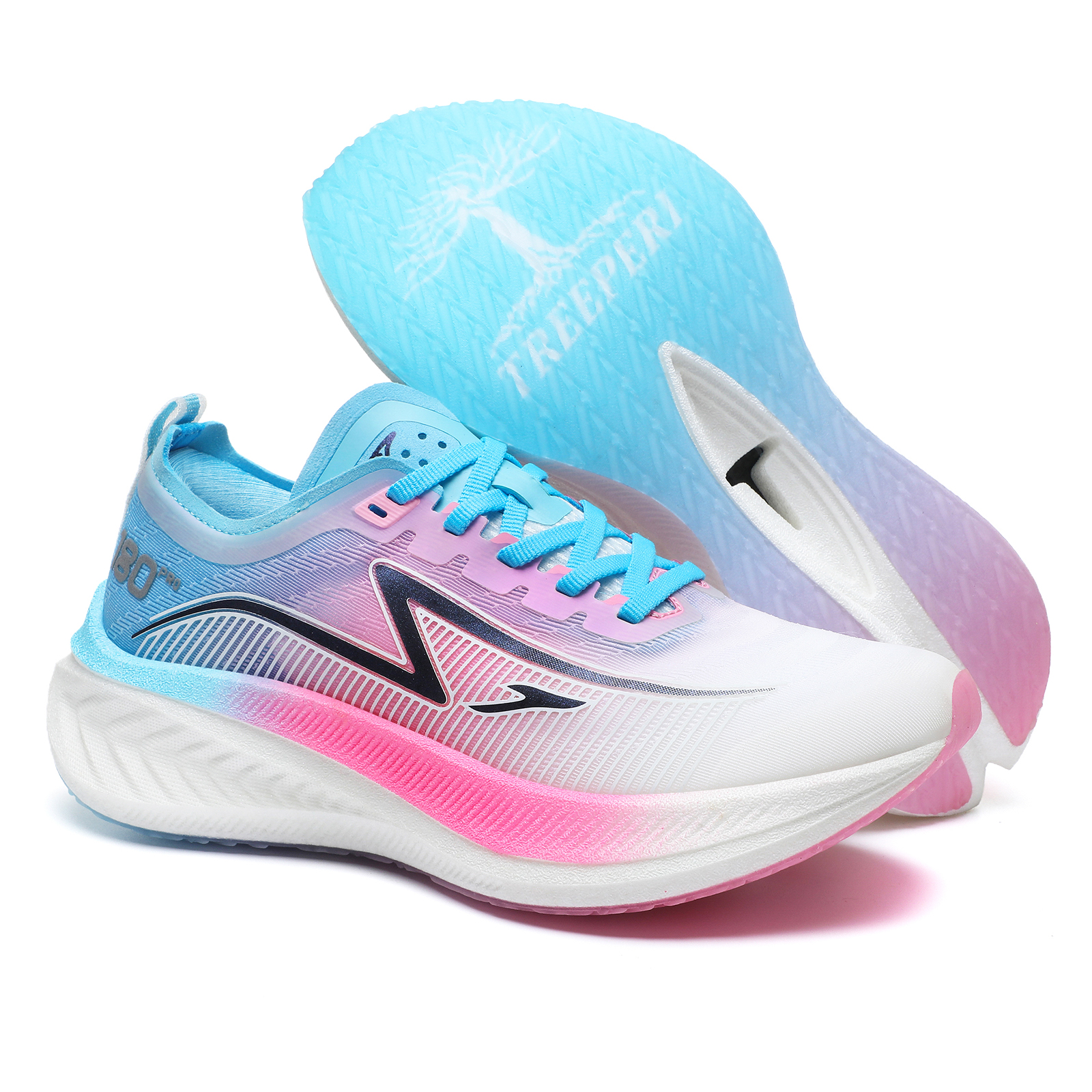 TREEPERI Running Shoes Unisex Low Top Pink/Blue/White
