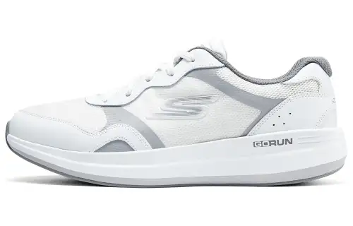Skechers Go Run Pulse Mesh, Leather Cushioning, Wear Resistant Low top Running Shoes Men's White Gray