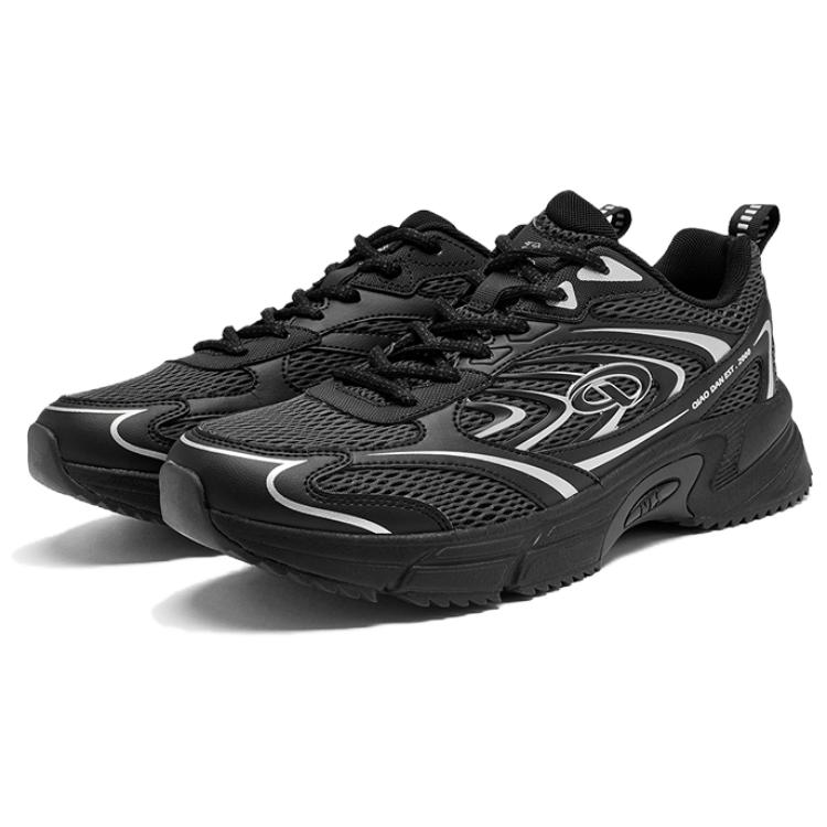QIAODAN Non slip Lightweight Low top Casual Running Shoes Men’s Black Gray