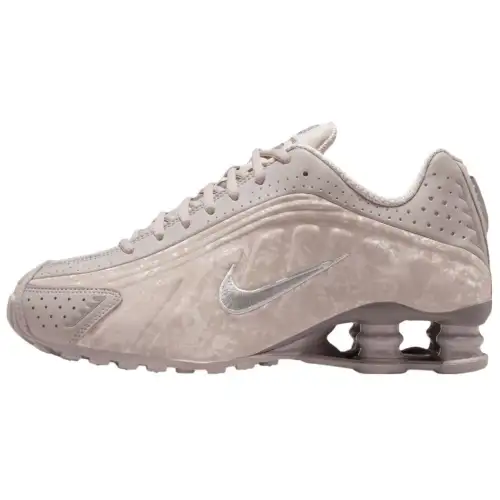 Nike Shox R4 Floral soft and comfortable leather breathable support low-top casual running shoes women's gray