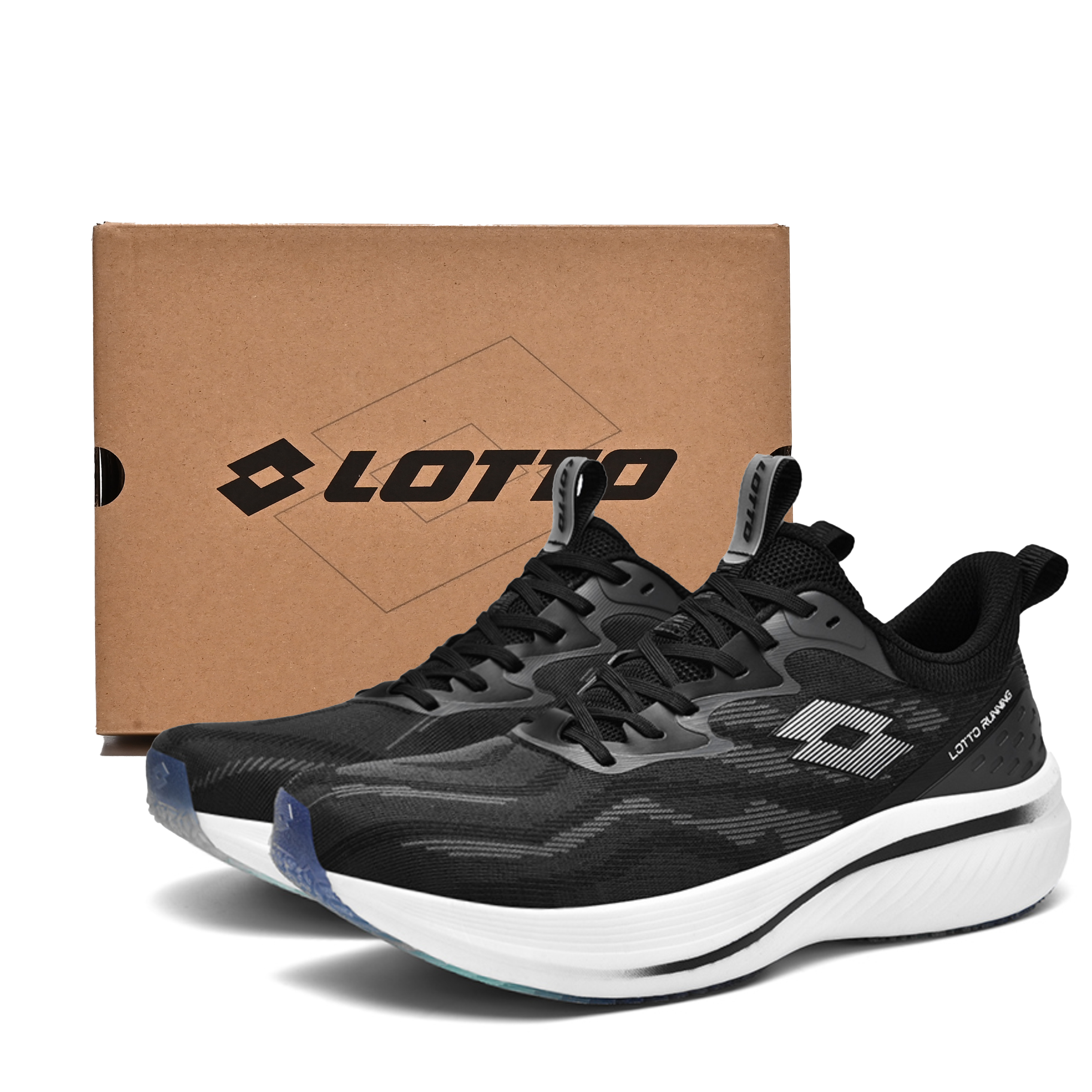 LOTTO Leyou 1st Generation Gift Box EVA Professional Fitness Racing Marathon Soft Bottom Mesh Fabric Shock Absorbing Breathable Lightweight Non-Slip Wear-Resistant Low-top Carbon Plate Training Running Shoe Women's Black