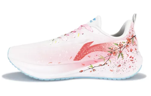Li Ning Wuyue Cushioning Slip Resistant Breathable Low top Casual Running Shoes Men's Cherry Blossom Pink