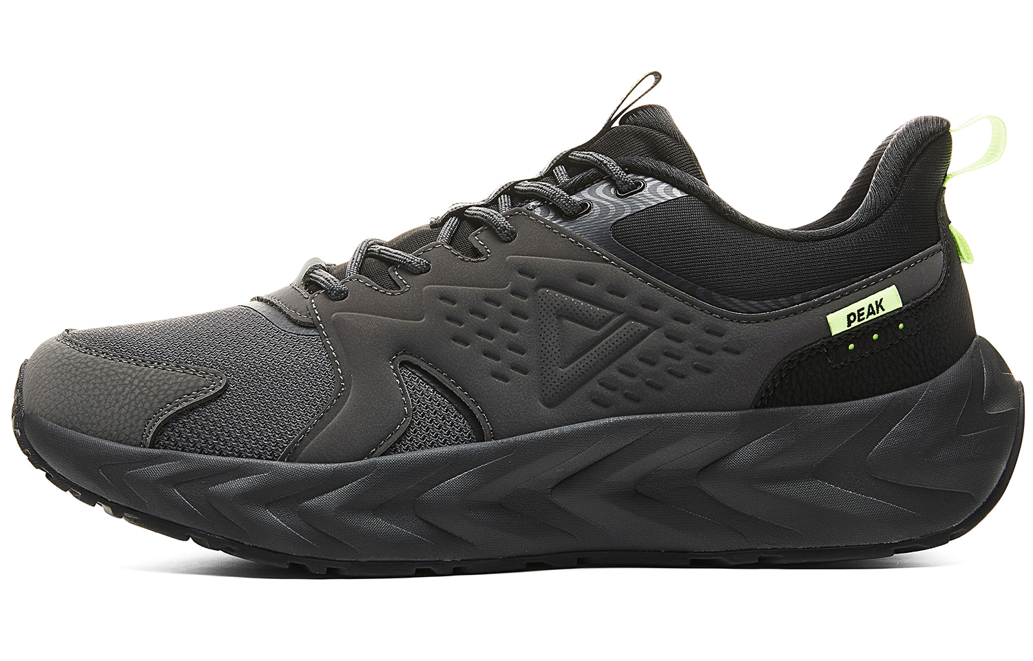 PEAK Cushioning Slip Resistant Abrasion Resistant Breathable Low top Running Shoes Men’s Dark Gray Black