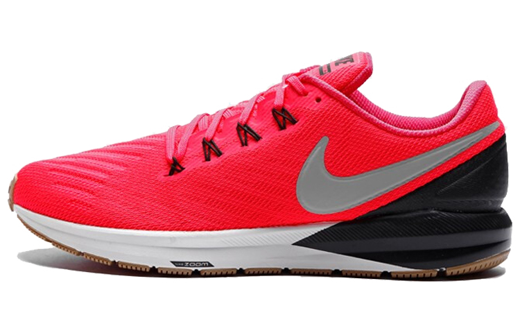 Nike Zoom Structure 22 Sports Trends Fabric Shoes Absorbing and Anti-Slip Low Top Marathon Running Shoes Men's Gray Red