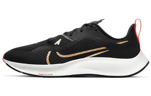 Nike Pegasus 37 Air Zoom Shield Pegasus series Comfortable sports fabric synthetic leather shock-absorbing, anti-slip and wear-resistant low top air cushion marathon running shoes men's black gold and red