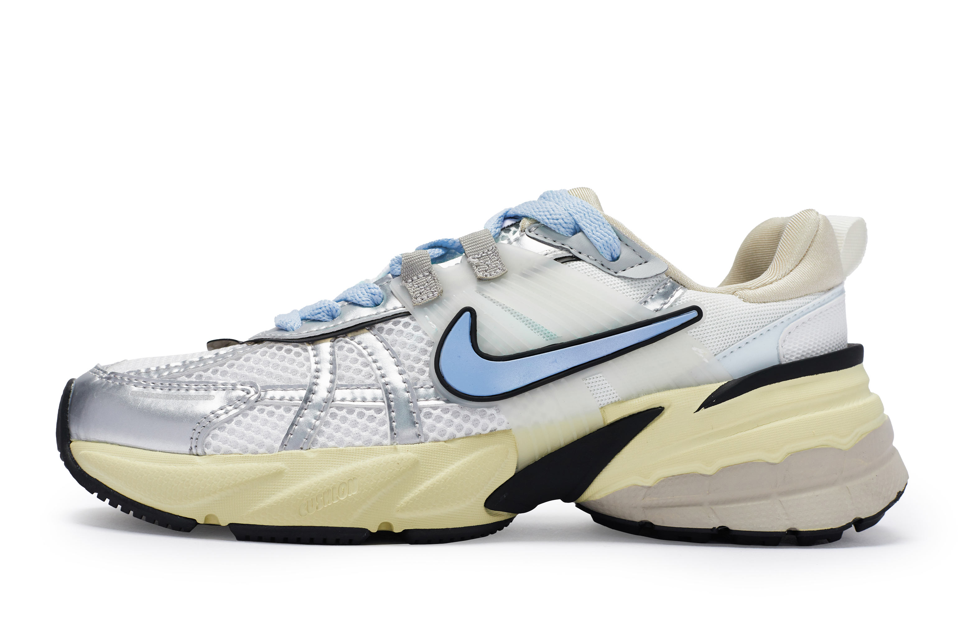 Nike V2K Run Cushioning Slip Resistant Low top Running Shoes Women’s White Silver Blue