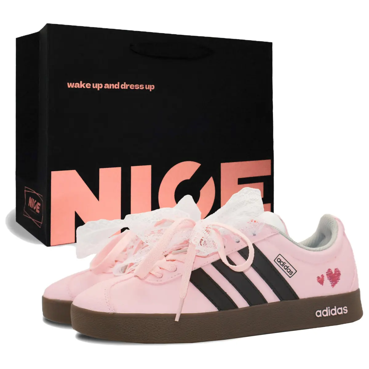 Adidas VL COURT 2.0 Love Letter Slip Resistant Abrasion Resistant Low top German Army Trainers Women's