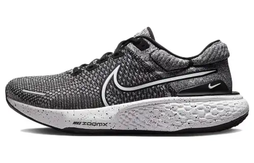 Nike Invincible Run 2 flyknit comfortable sports shock-absorbing anti-slip wear-resistant low-top casual running shoes men's black and white gray