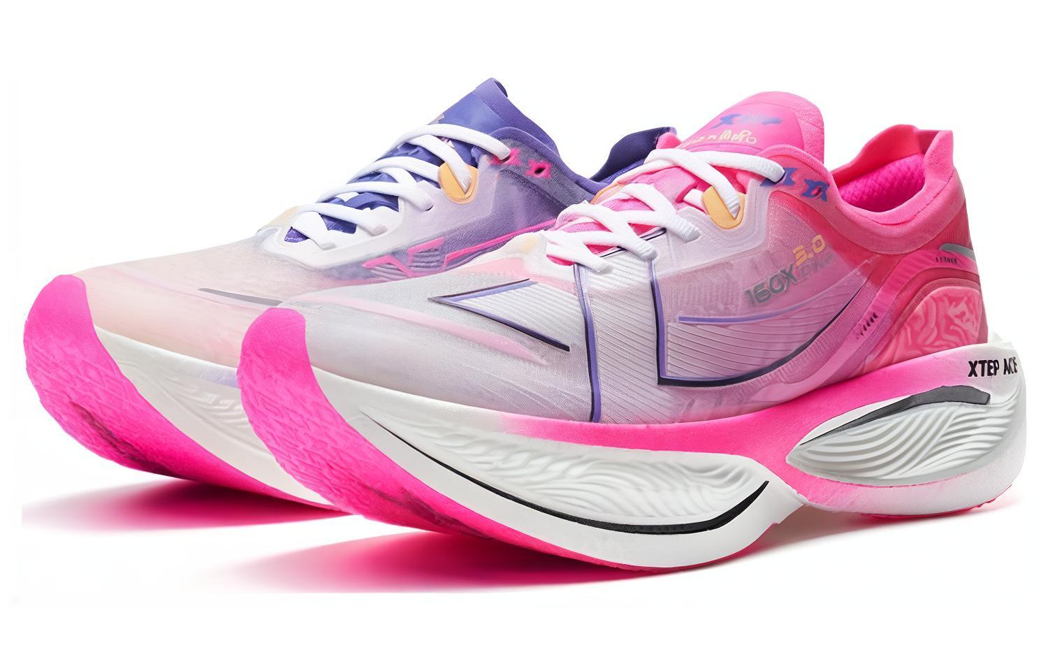 XTEP 160X 3.0 Pro Fabric Cushioning Slip Resistant Lightweight Rebound Low top Running Shoes Women’s White Red