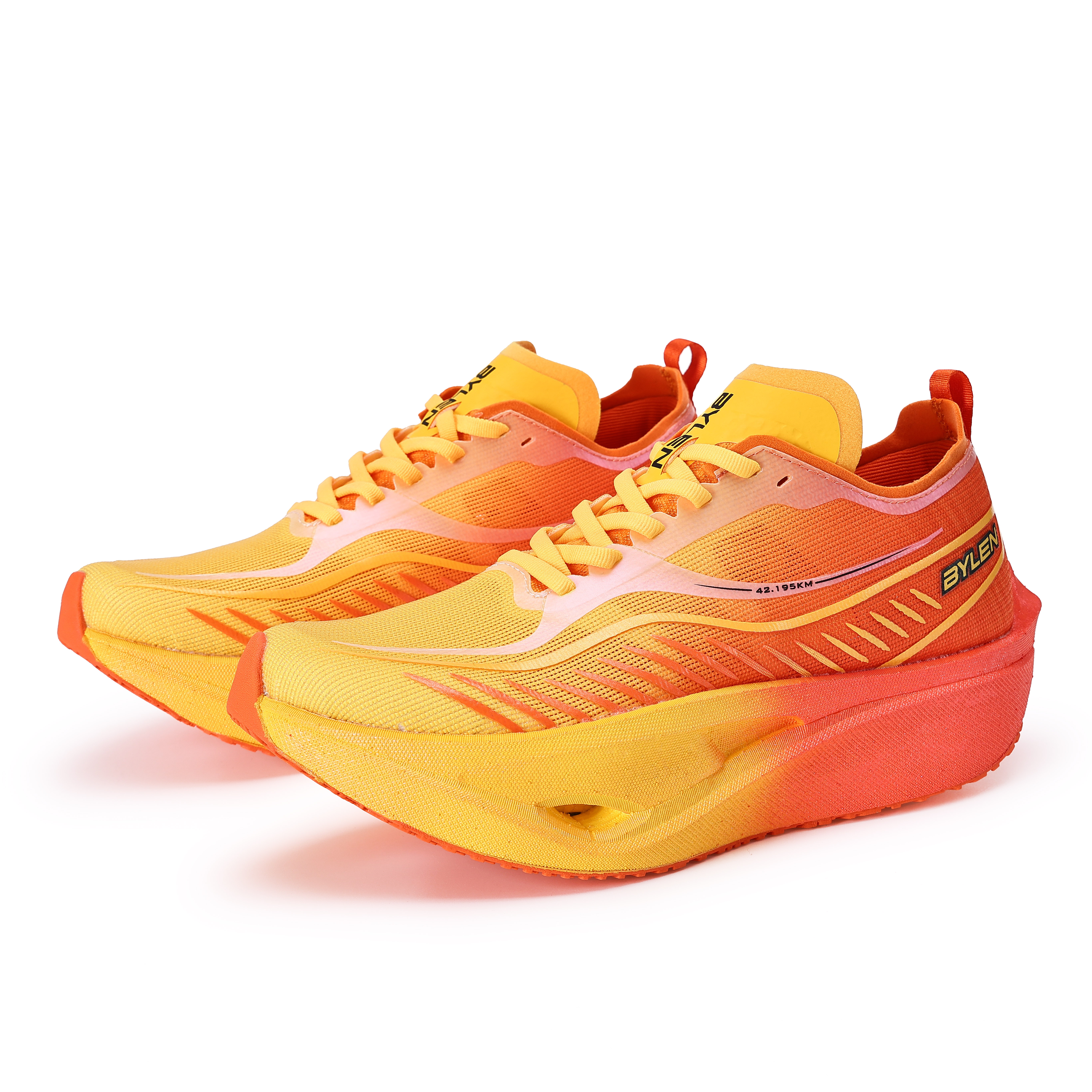 BYLEN Cushioning Slip Resistant Abrasion Resistant Waterproof Low top Running Shoes Unisex Good Things Double Orange