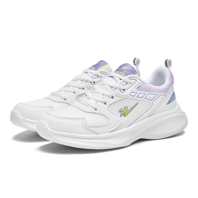 Binary Cushioning Rebound Lightweight Breathable Slip Resistant Low top Running Shoes Women’s White Purple