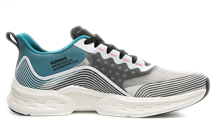 PEAK Cushioning Slip Resistant Abrasion Resistant Low top Running Shoes Men’s White Gray Blue