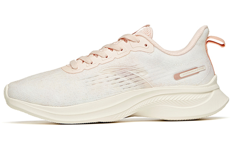 Anta Cushioning Slip Resistant Abrasion Resistant Breathable Lightweight Low top Running Shoes Women’s White Pink